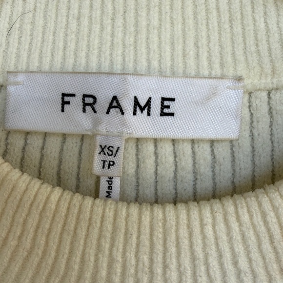 Frame Ribbed Short Sleeve Striped Pullover Sweater in Pink Clay Multi Size XS - Picture 3 of 12